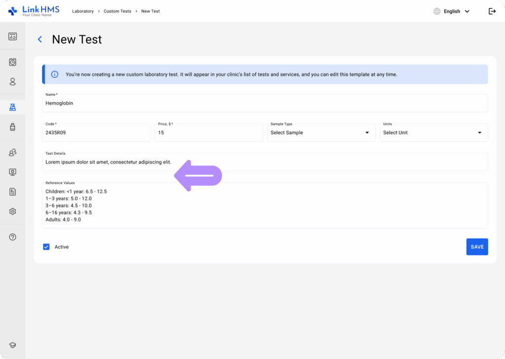 LinkHMS custom test templates 5