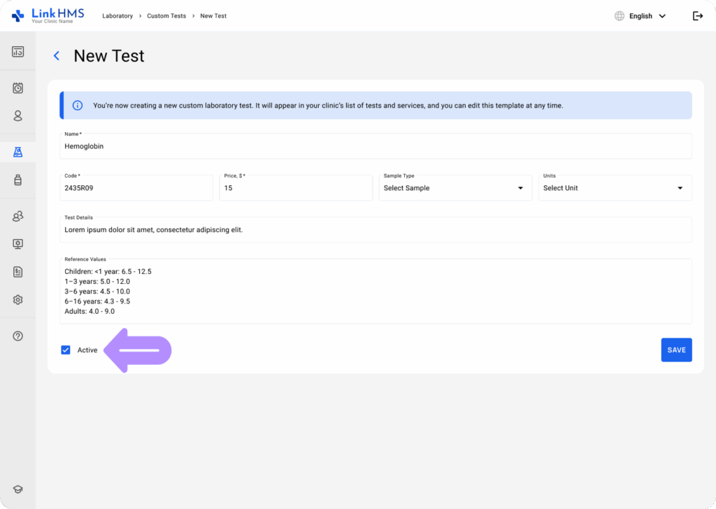 LinkHMS custom test templates 6