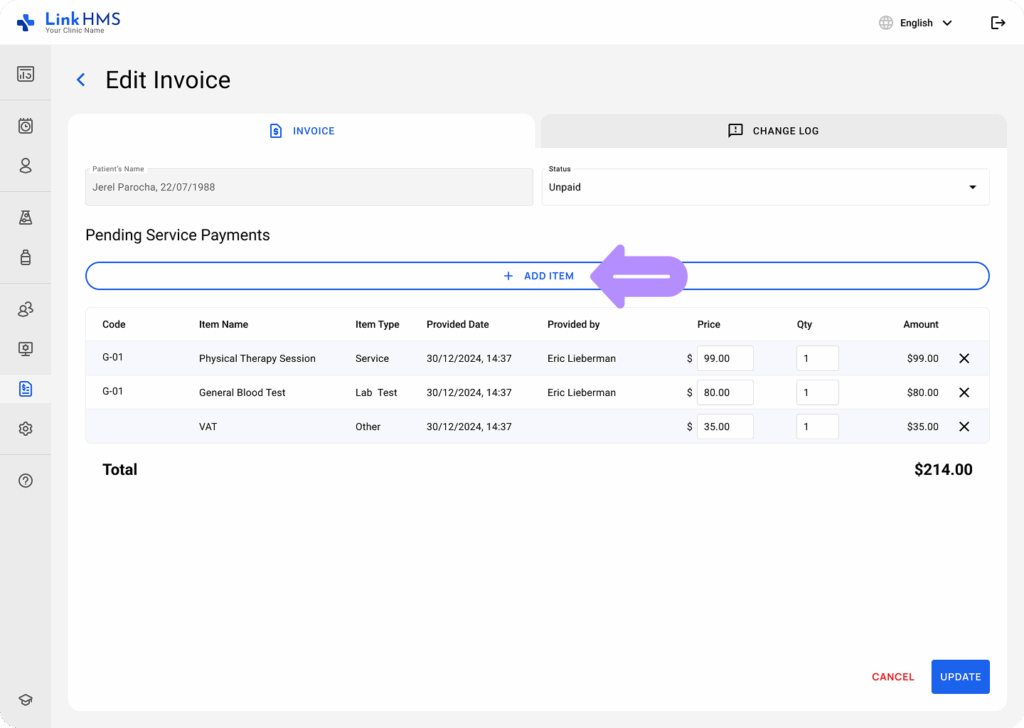 LinkHMS lab test invoicing 10