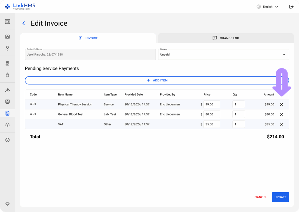 LinkHMS lab test invoicing 2