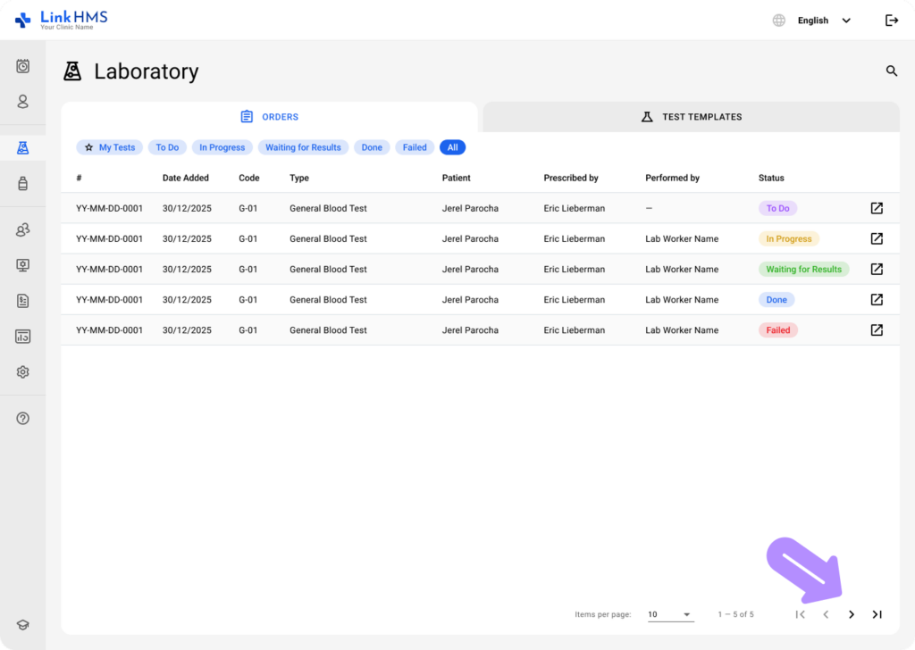 LinkHMS lab tests and orders 1