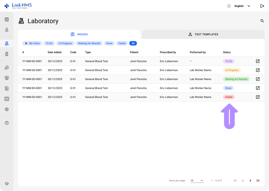 LinkHMS lab tests and orders 3