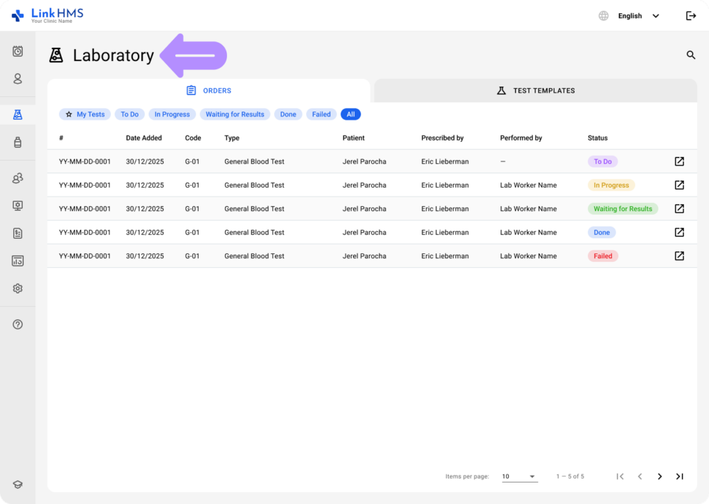 LinkHMS lab tests and orders 4