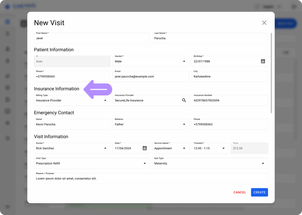 LinkHMS assign patients to the insurance providers 10