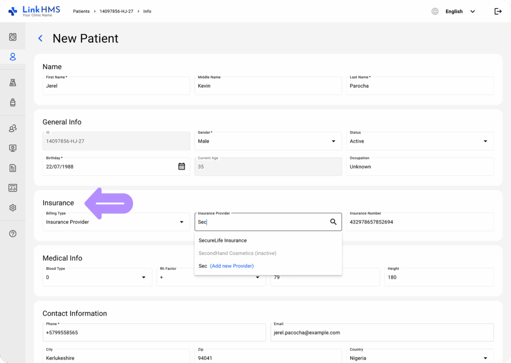 LinkHMS assign patients to the insurance providers 8