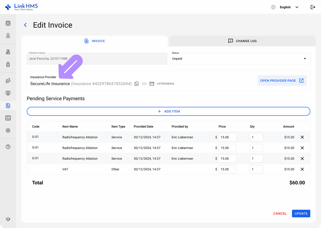 LinkHMS check patient insurance info 1