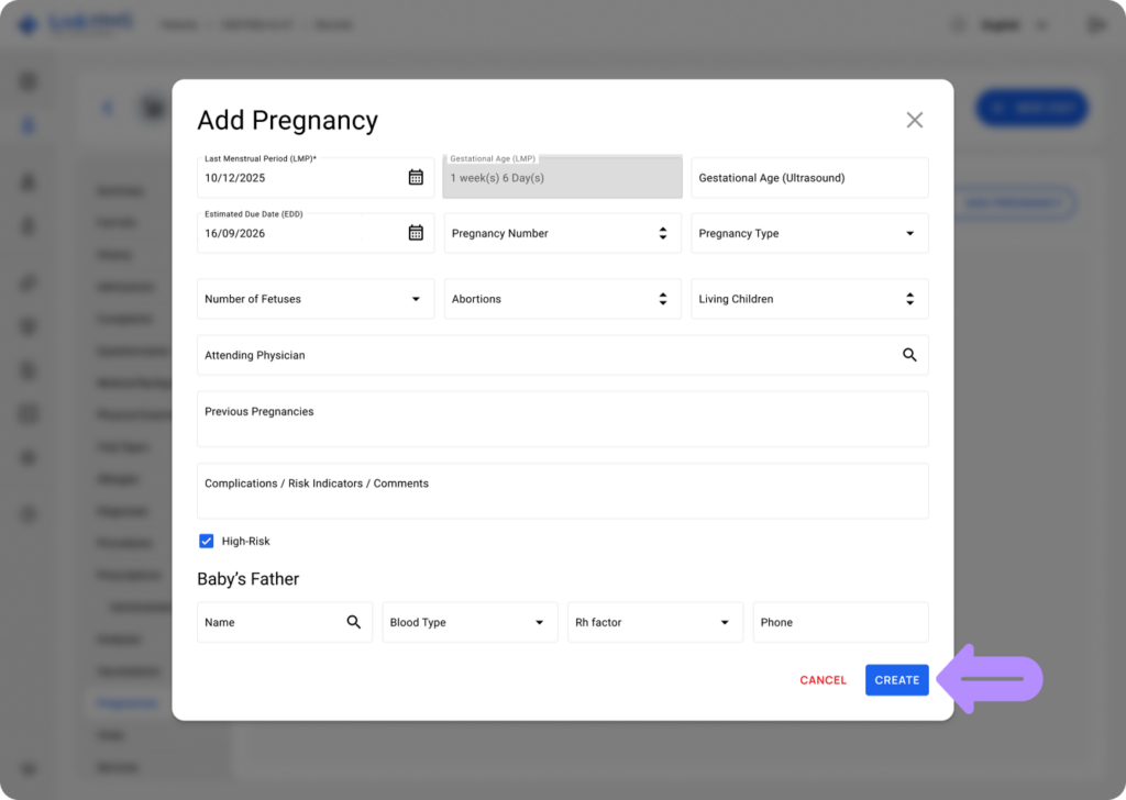 LinkHMS add the pregnancy 2
