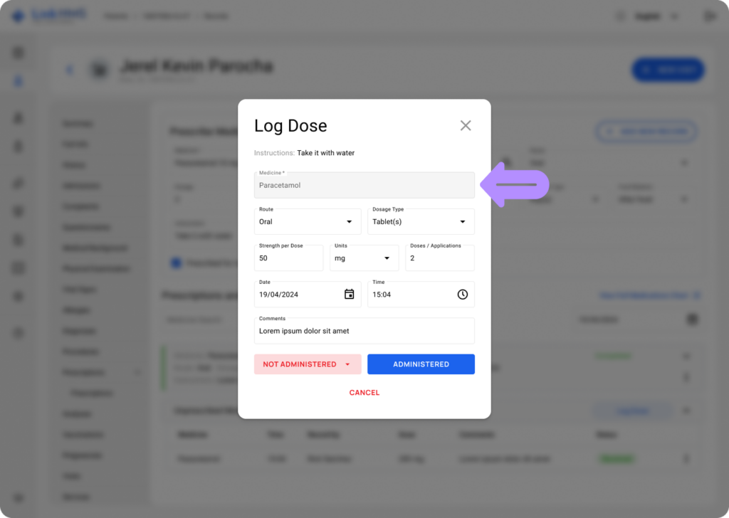 LinkHMS log inpatient medication admission 7
