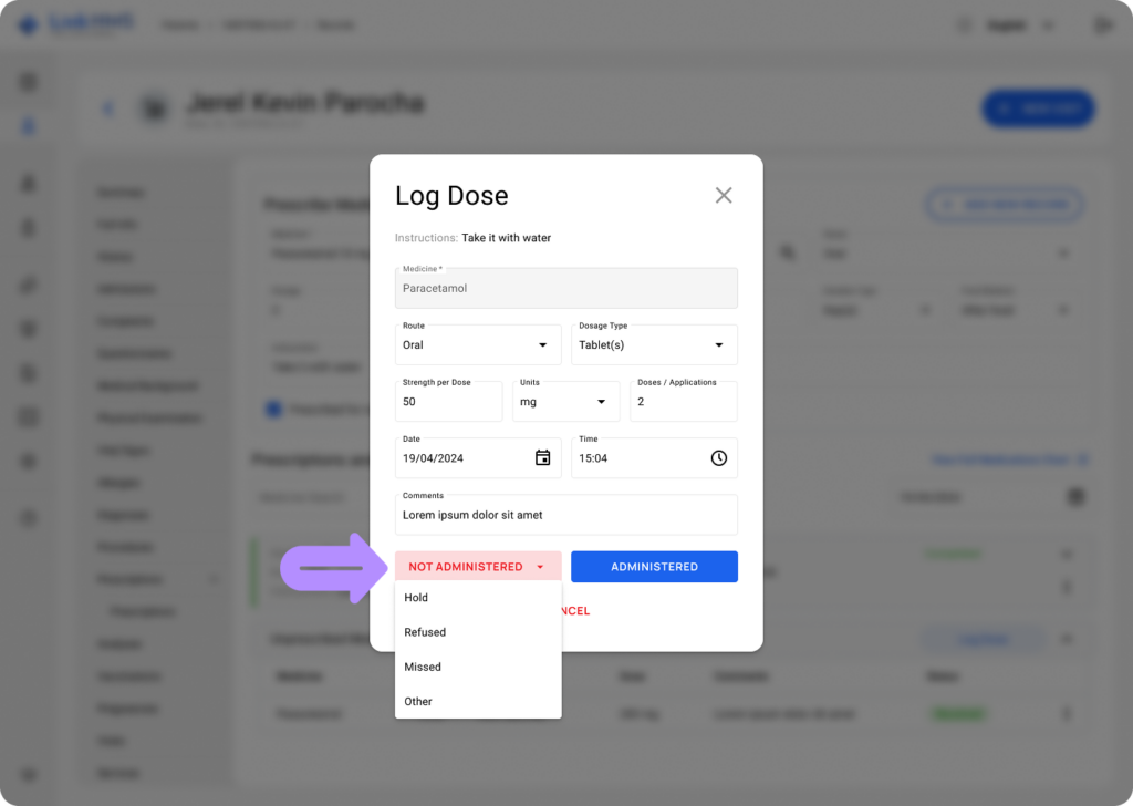 LinkHMS log inpatient medication admission 9