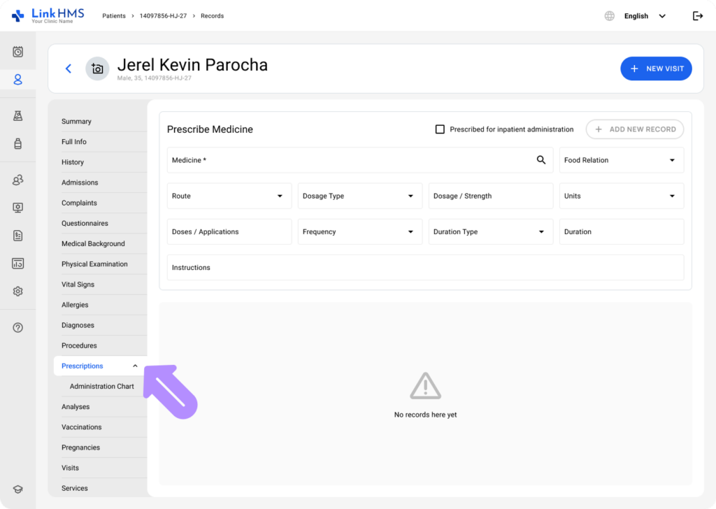 LinkHMS make a prescription in EMR 1