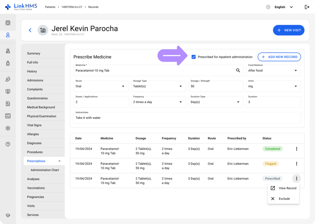 LinkHMS make a prescription in EMR 4