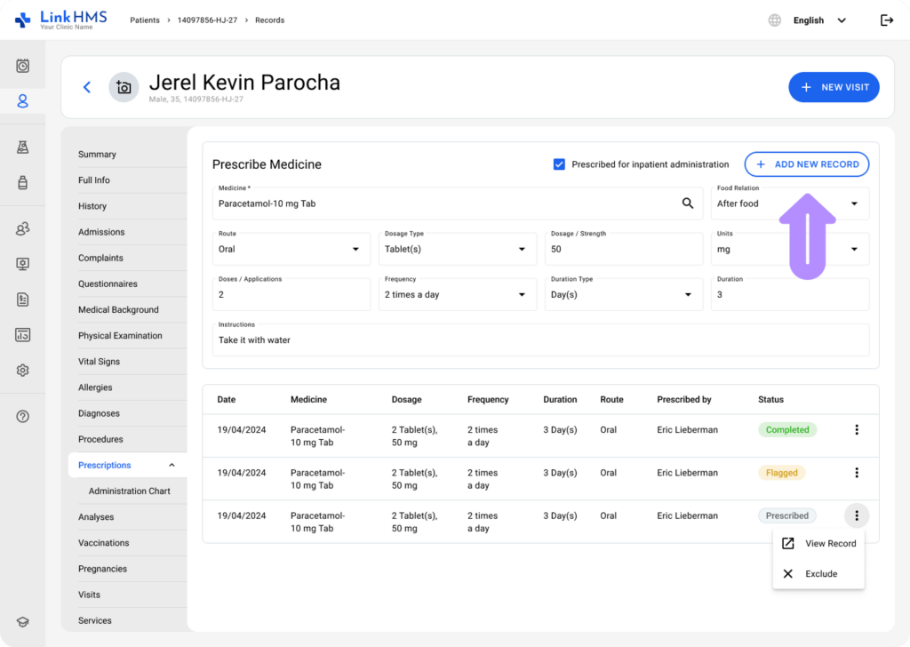 LinkHMS make a prescription in EMR 5