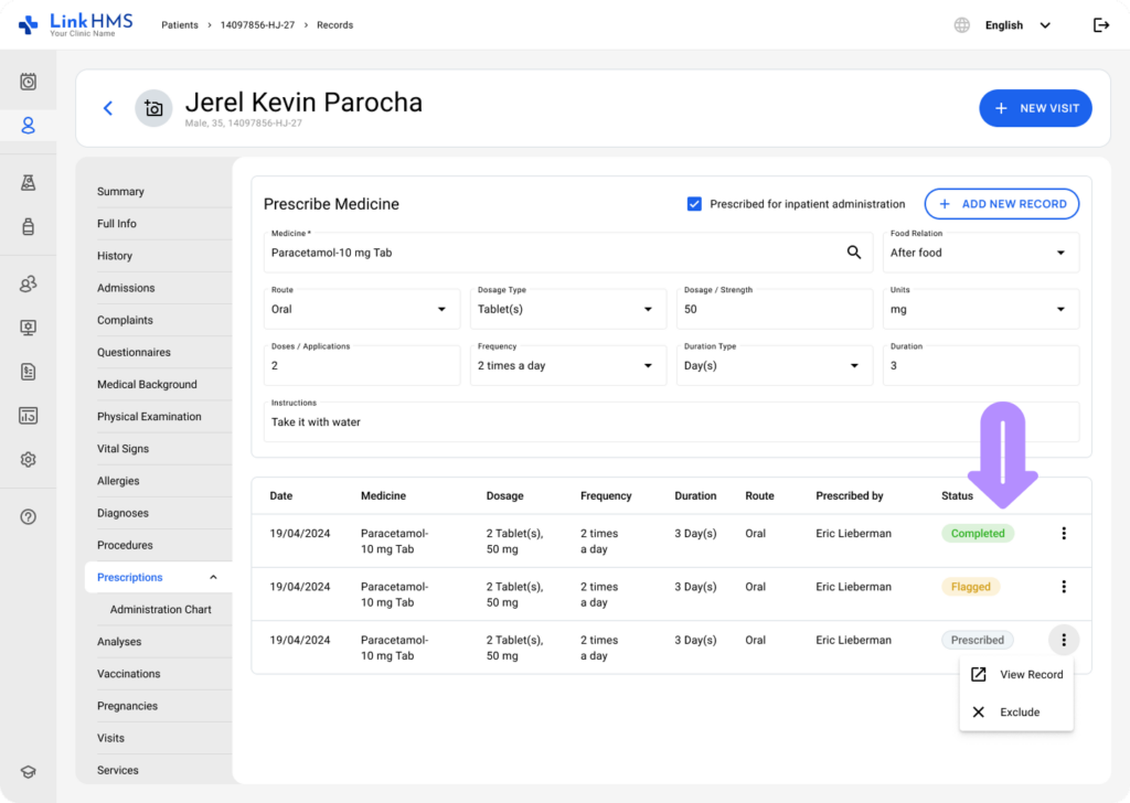 LinkHMS make a prescription in EMR 6