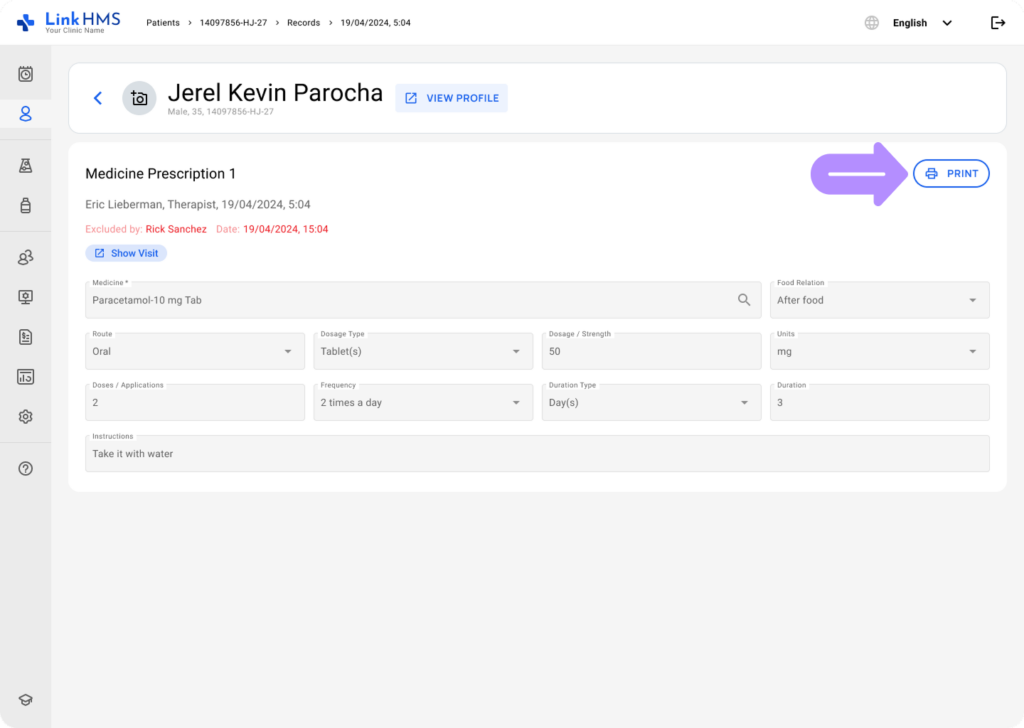 LinkHMS make a prescription in EMR 9