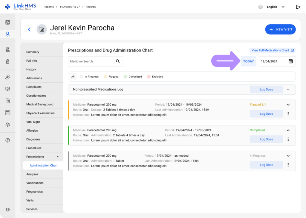 LinkHMS medicine statuses 1