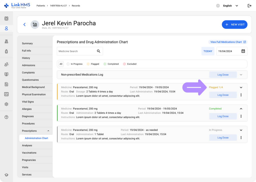 LinkHMS medicine statuses 2