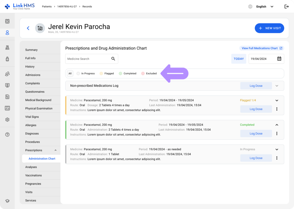 LinkHMS medicine statuses 3