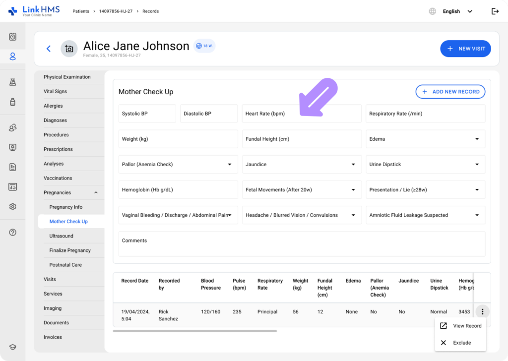 LinkHMS mother checkup 2