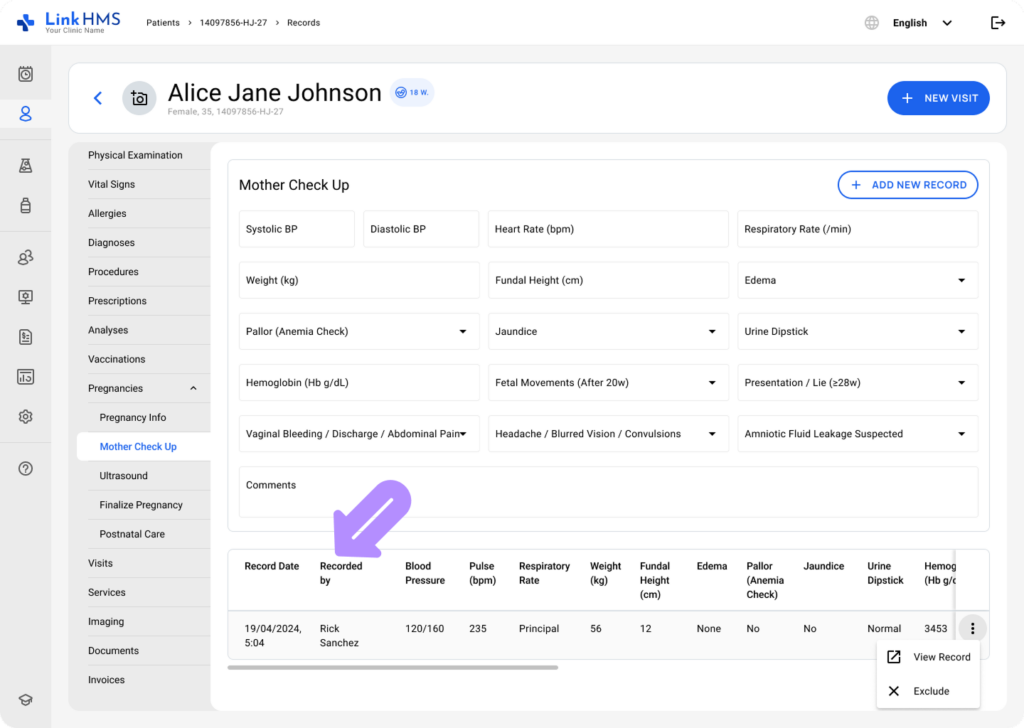 LinkHMS mother checkup 9