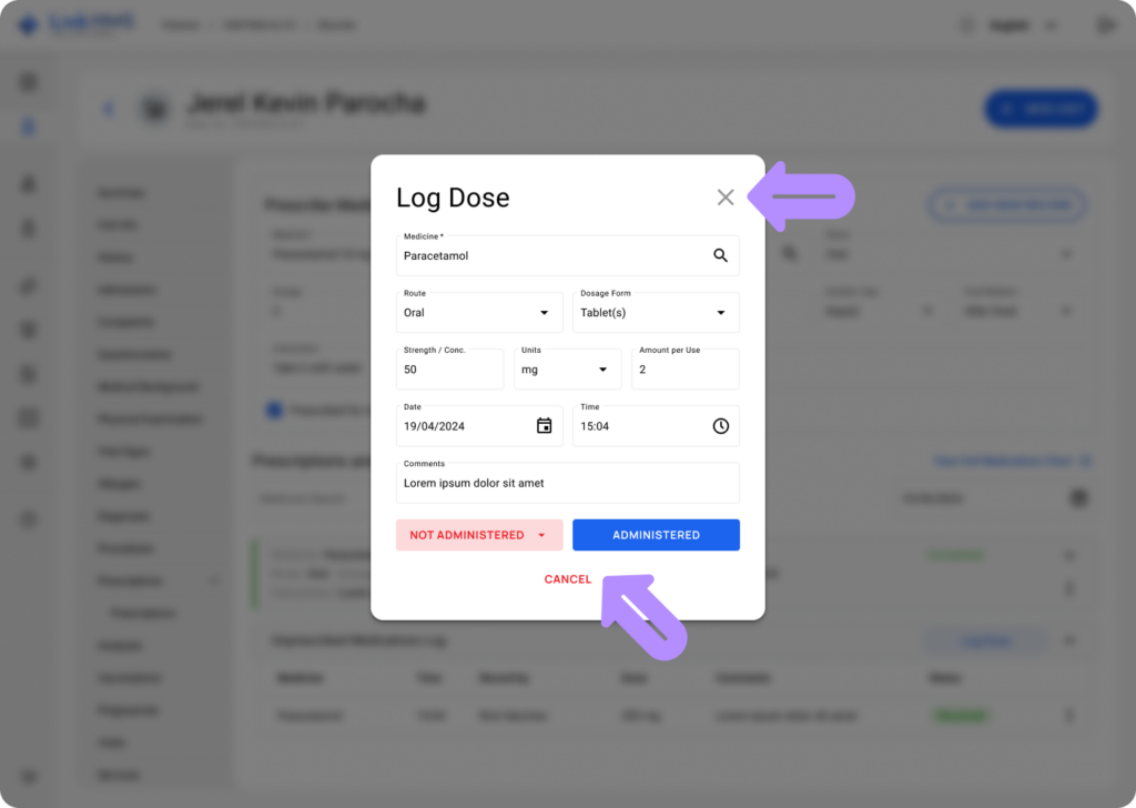 LinkHMS non-prescribed medicine log 4