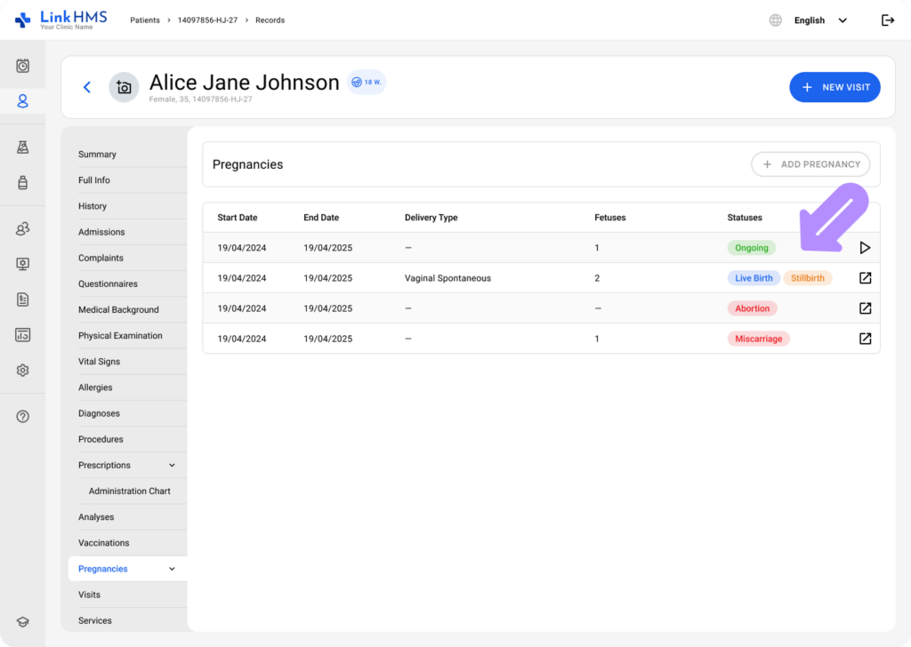 LinkHMS pregnancy tracking 14