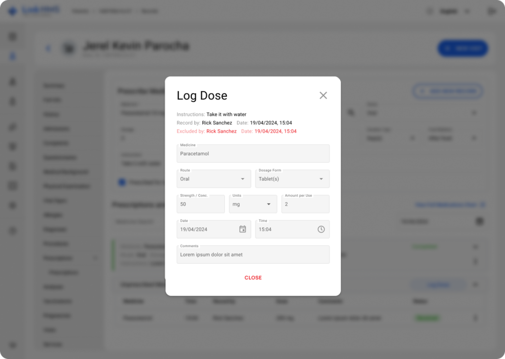 LinkHMS prescribed medicine log 6