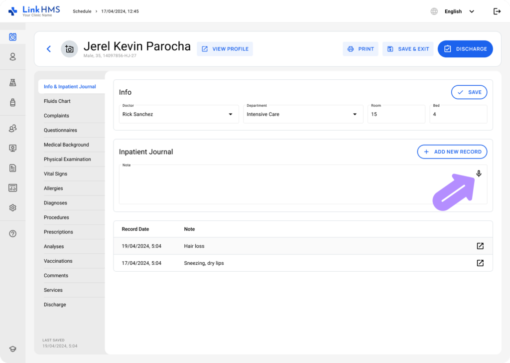 LinkHMS use speech-to-text 2