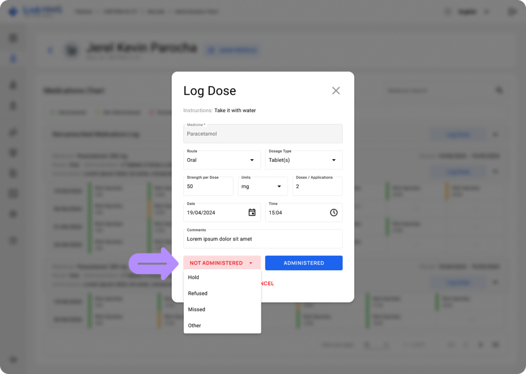 LinkHMS use the medications chart 11