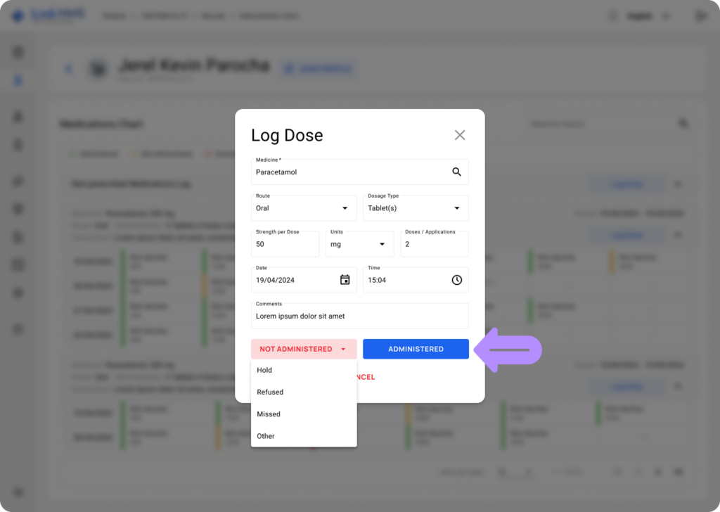 LinkHMS use the medications chart 16