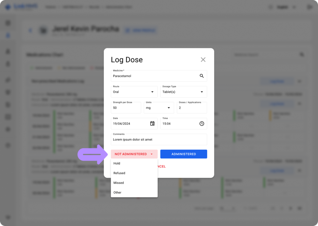 LinkHMS use the medications chart 17