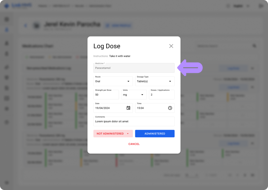 LinkHMS use the medications chart 8