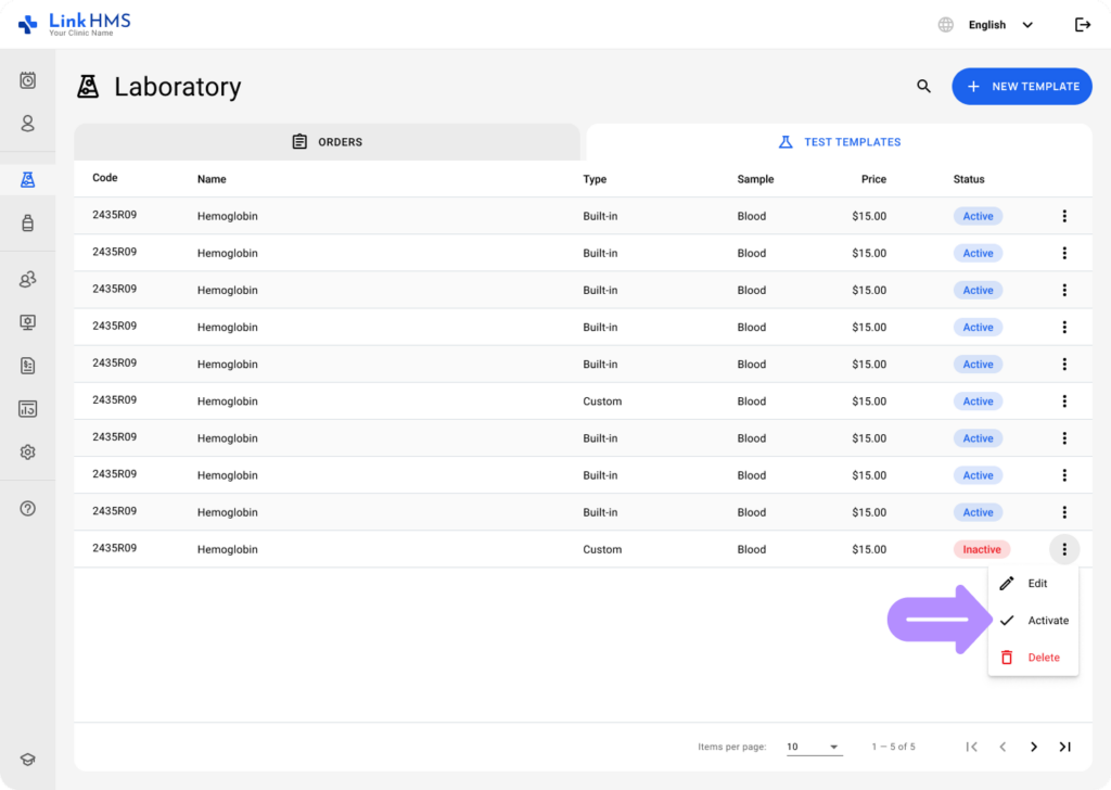 LinkHMS add and edit custom tests 15