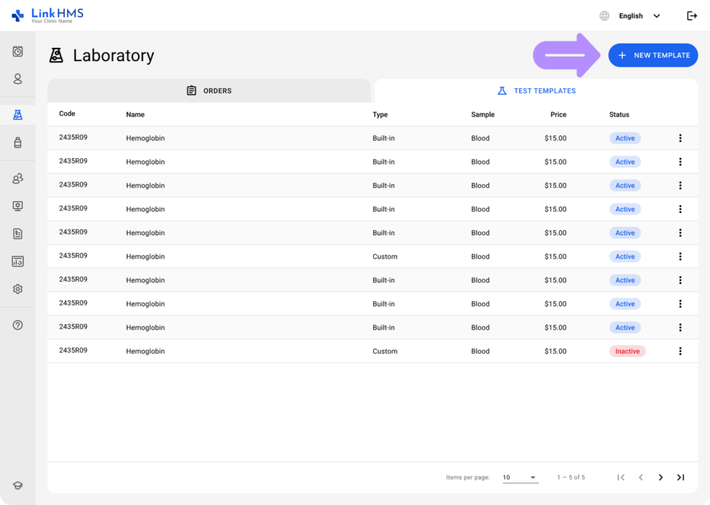 LinkHMS add and edit custom tests 3