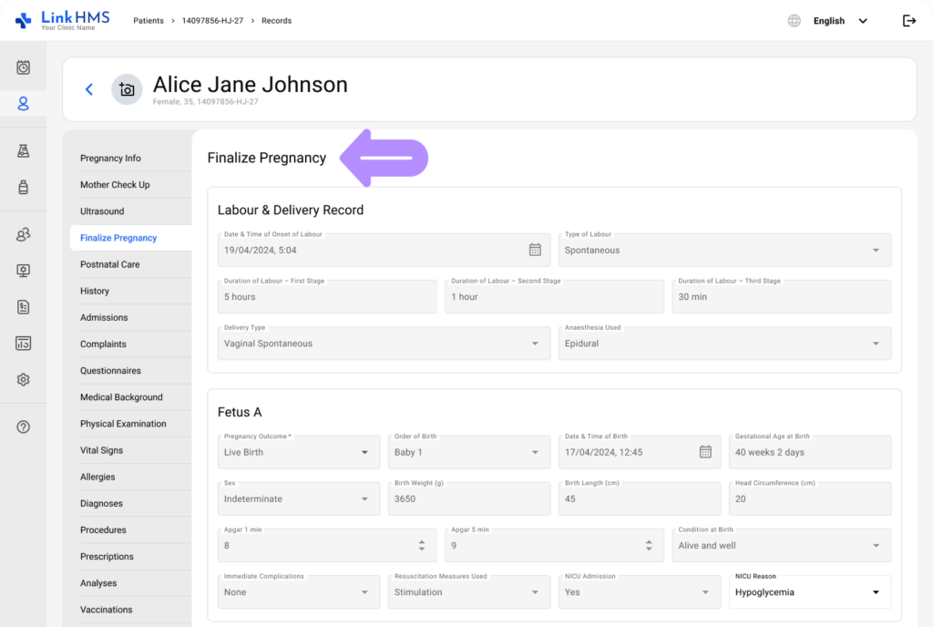 LinkHMS finalize pregnancy 1