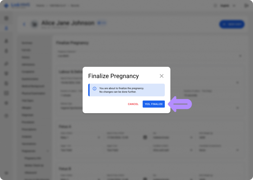 LinkHMS finalize pregnancy 2