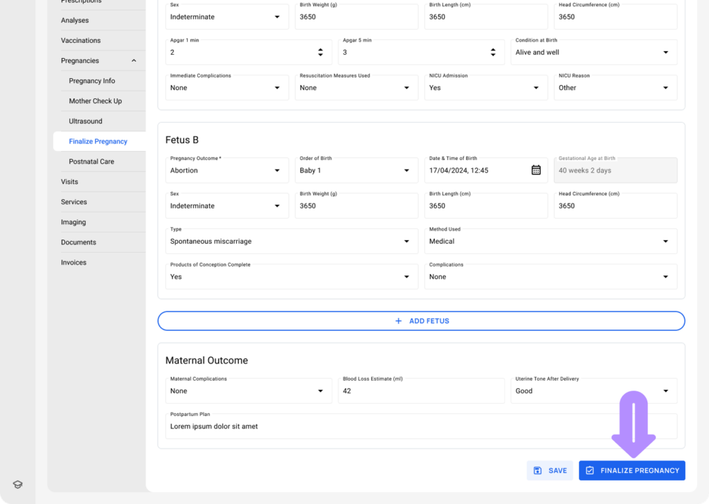LinkHMS finalize pregnancy 4
