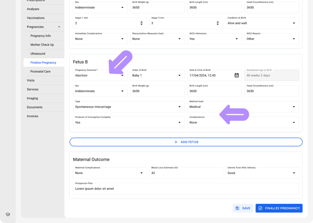 LinkHMS finalize pregnancy 7