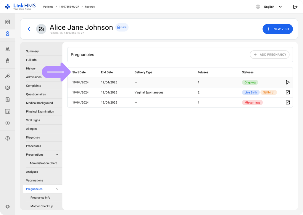 LinkHMS review pregnancy history 1