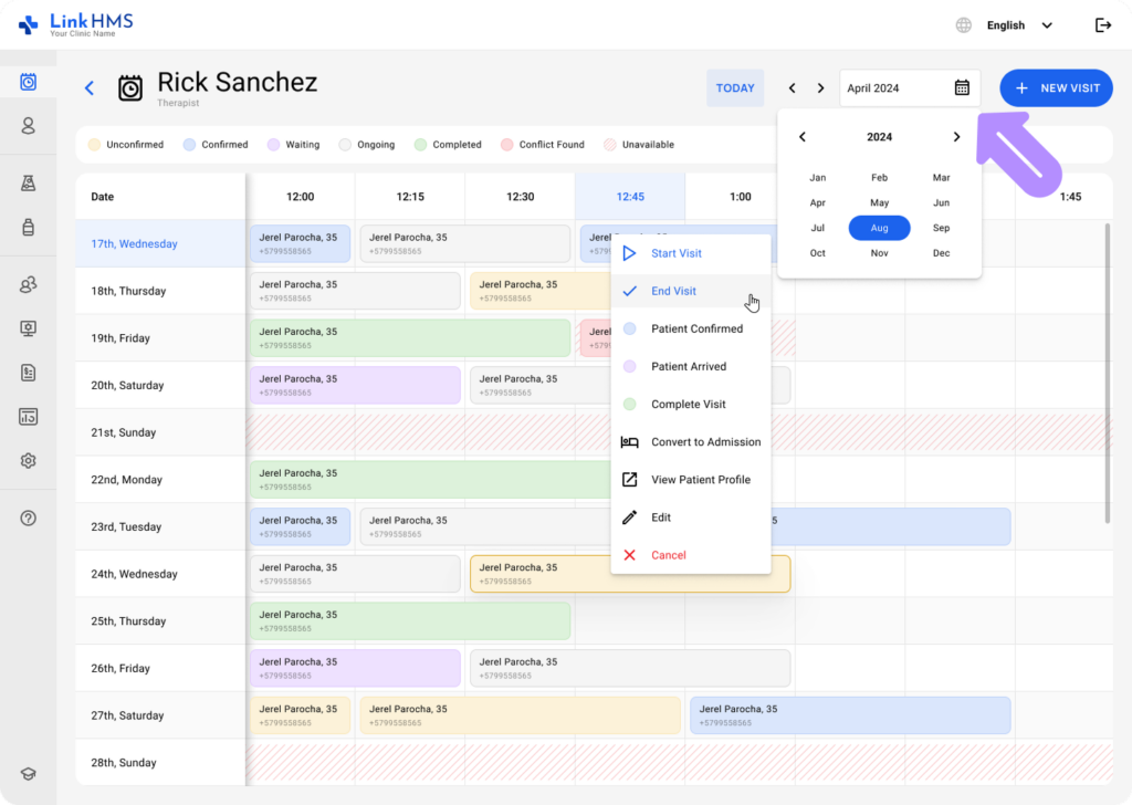LinkHMS schedule the visit with the specific doctor 3