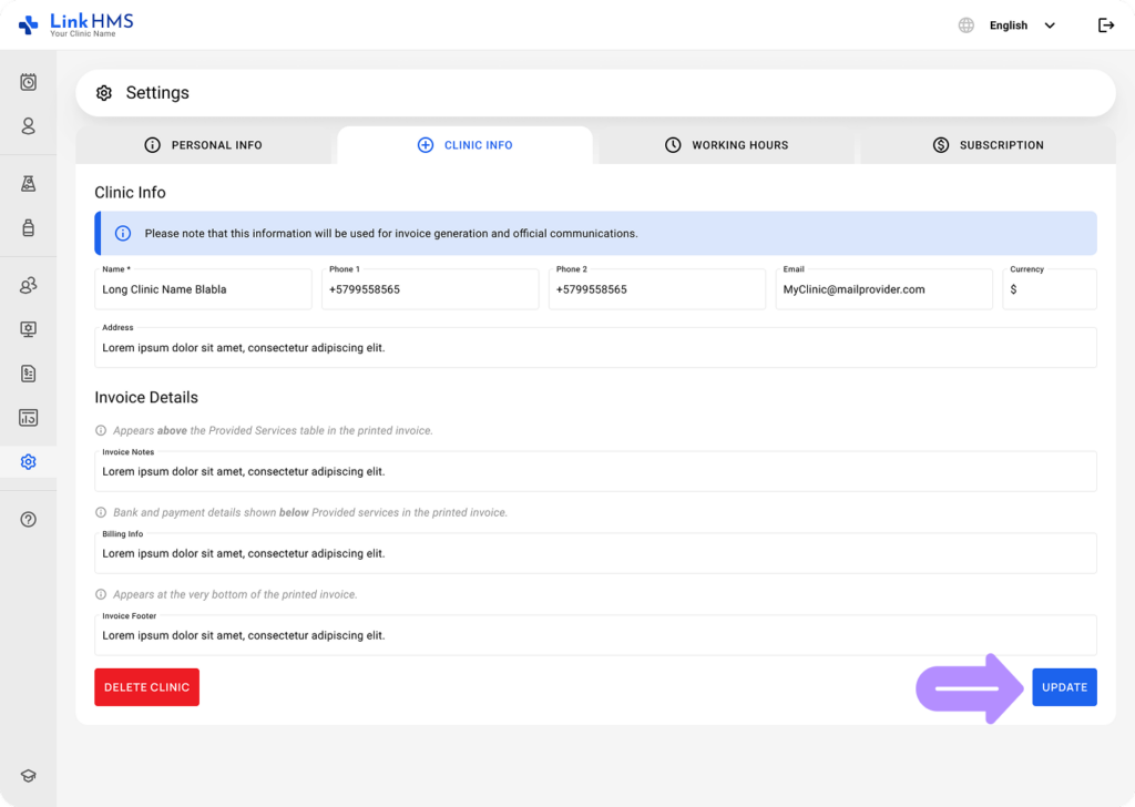 LinkHMS - Invoice details 1