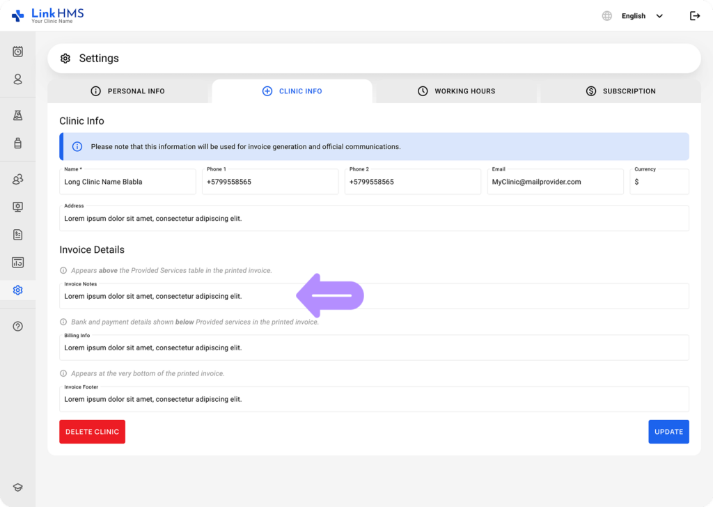 LinkHMS - Invoice details 2