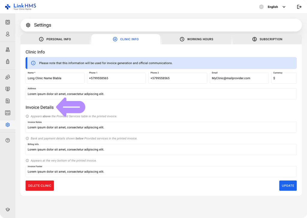 LinkHMS - Invoice details 3