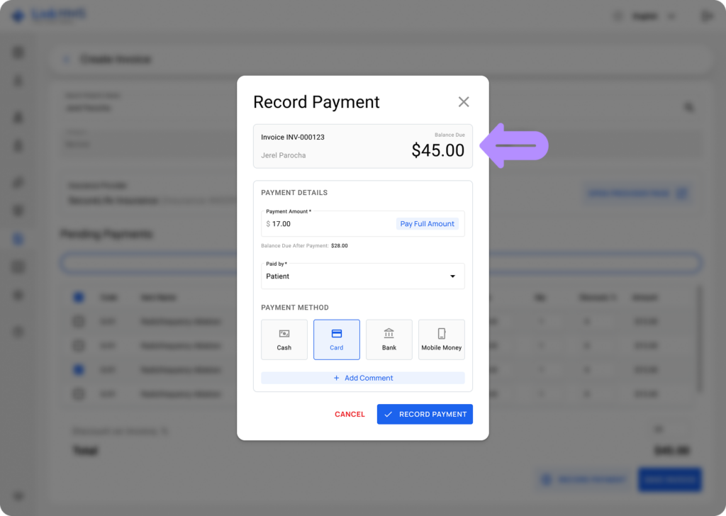 LinkHMS record payment 4