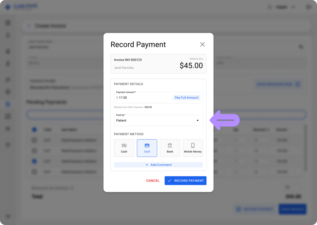 LinkHMS record payment 6
