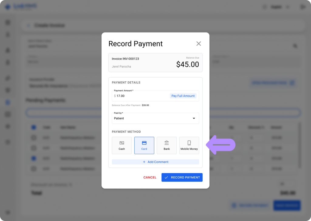 LinkHMS record payment 7