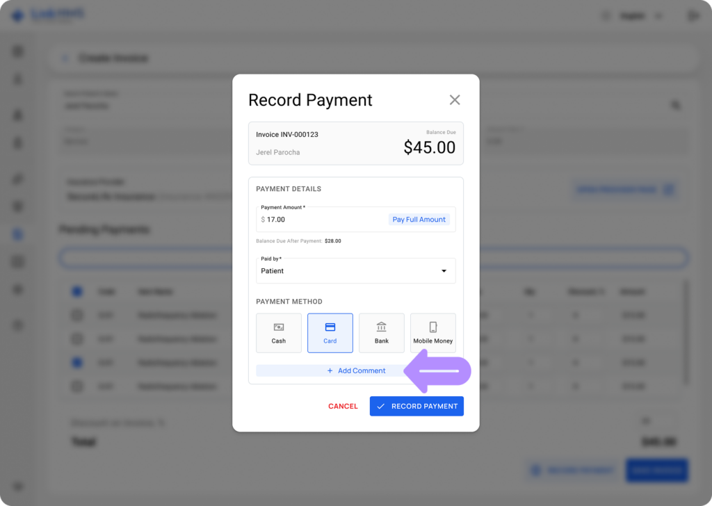 LinkHMS record payment 8