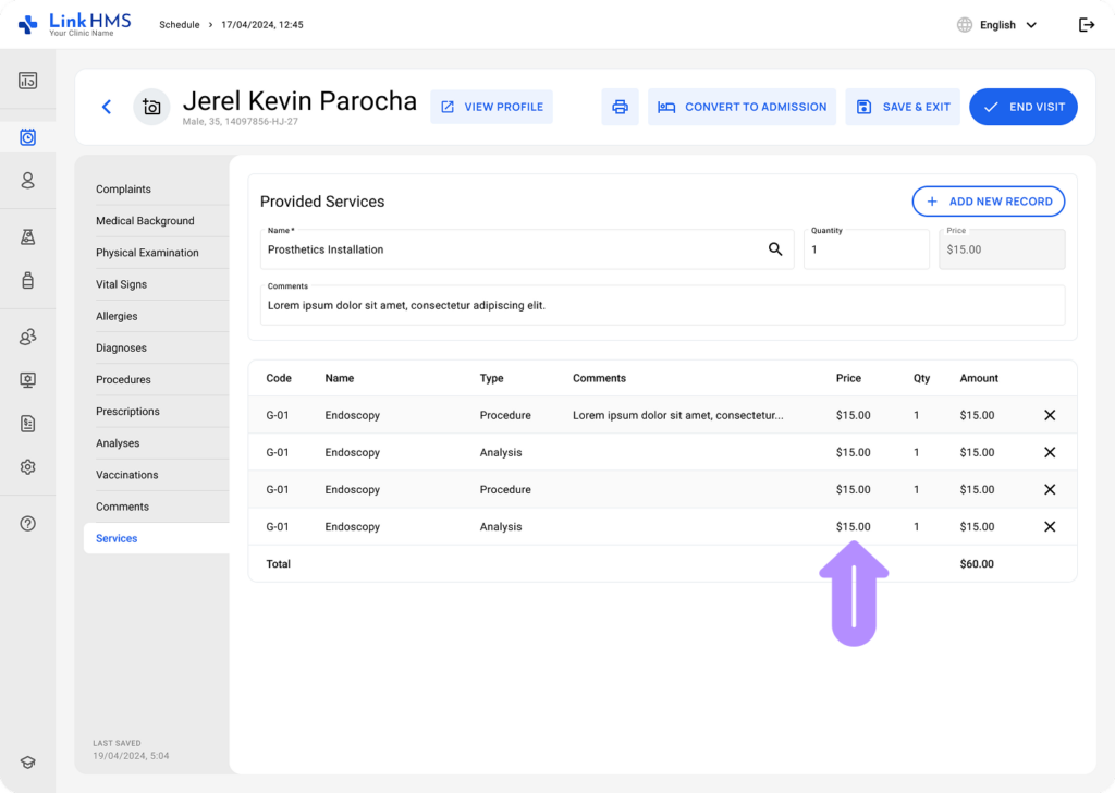 LinkHMS - visit invoices 3