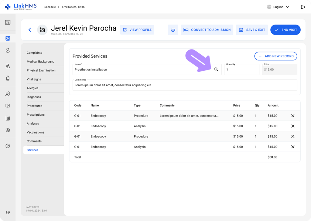 LinkHMS - visit invoices 4