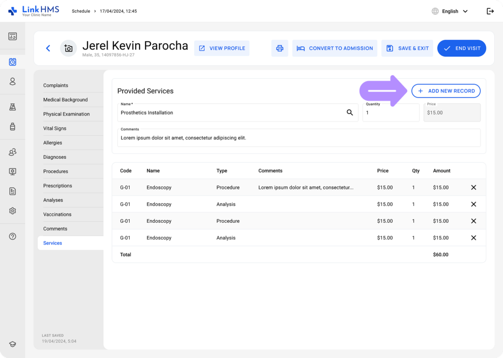 LinkHMS - visit invoices 5