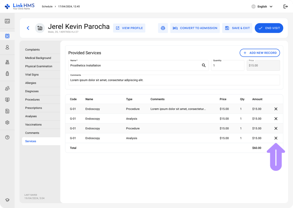 LinkHMS - visit invoices 6